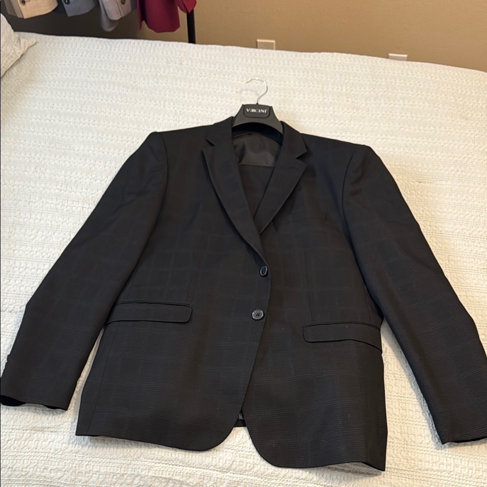 Vercini Black Patterned 3 Piece Suit with Notched Lapels